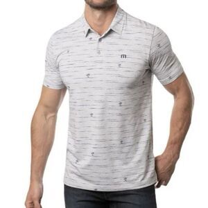 Travis Mathew Golf Polo Shirt Mens XXL Gray Draggin Anchor Palm Tree Active